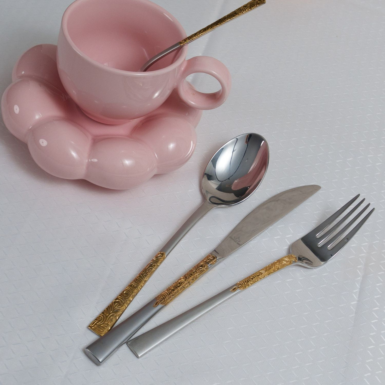 طقم أدوات مائدة من الفولاذ المقاوم للصدأ من أرشيا، 86 قطعة، ذهبي وفضي، TM762GS - الصورة 7