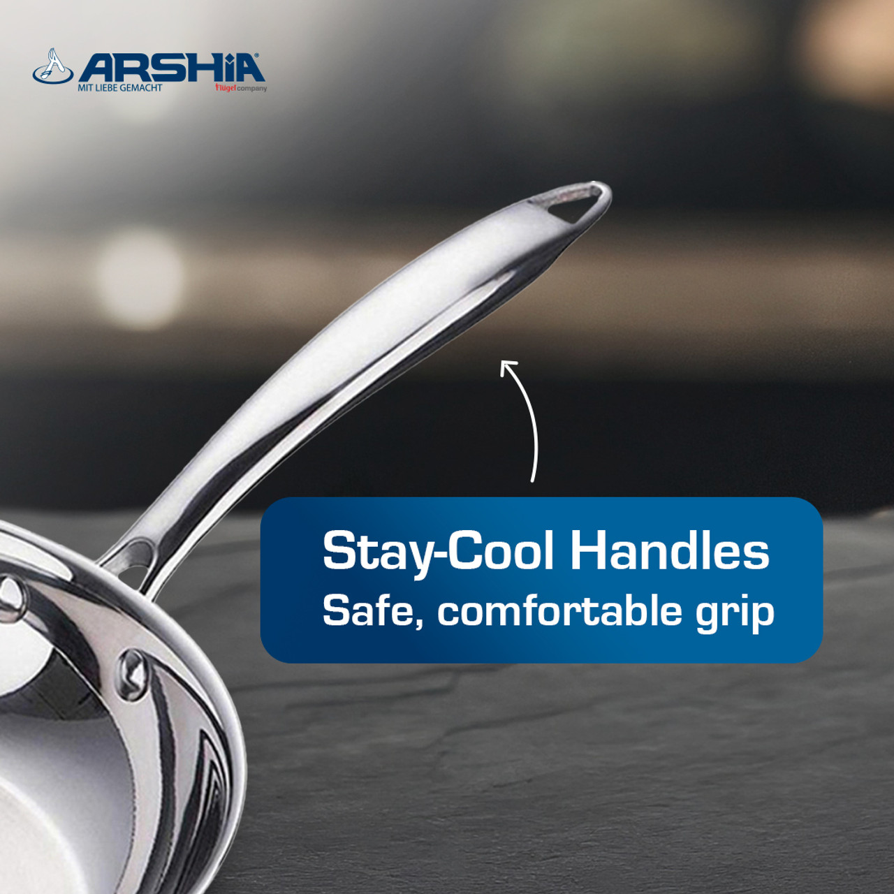 مقلاة أرشيا 30 سم من الفولاذ المقاوم للصدأ ثلاثية الطبقات - الصورة 5