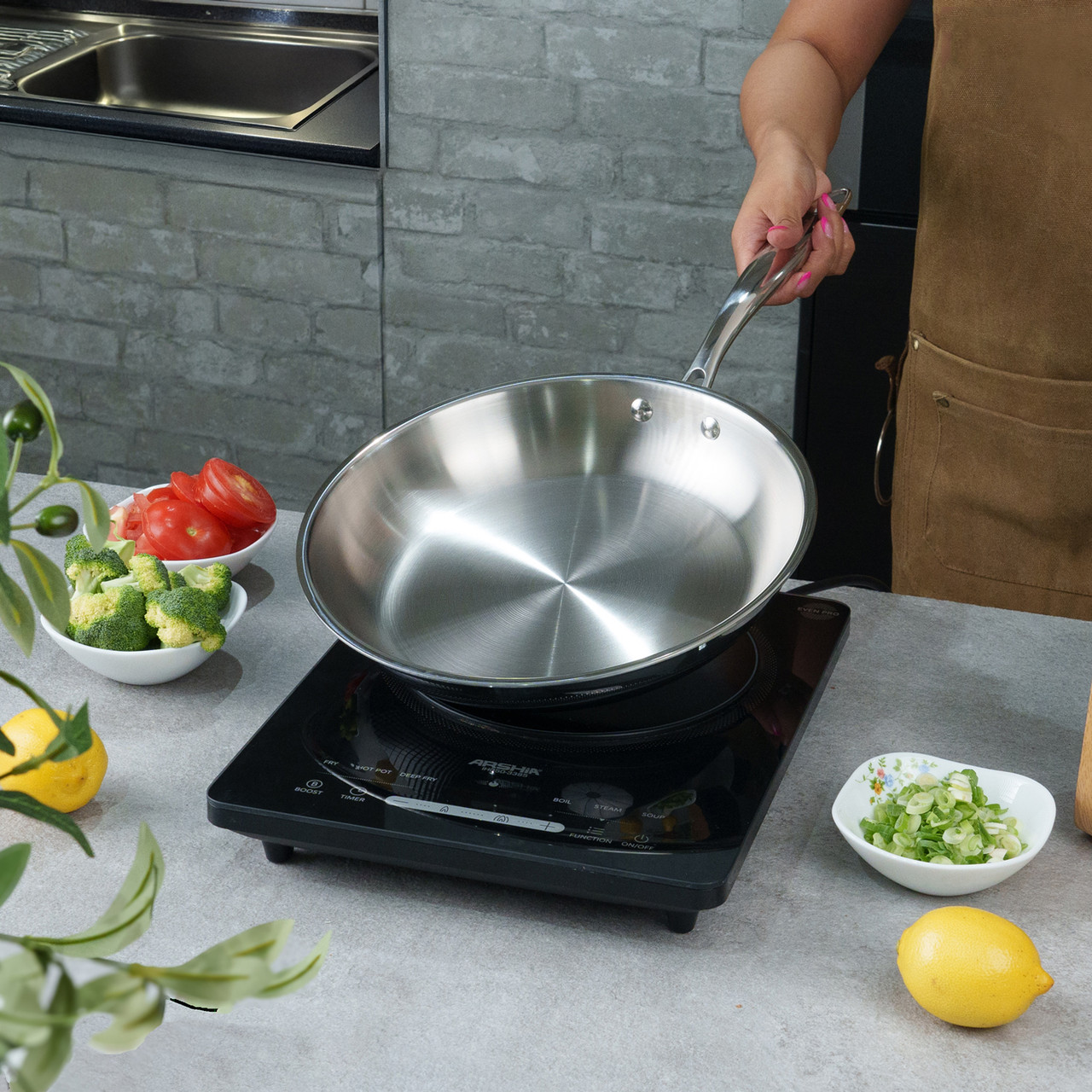 مقلاة أرشيا 30 سم من الفولاذ المقاوم للصدأ ثلاثية الطبقات - الصورة 9