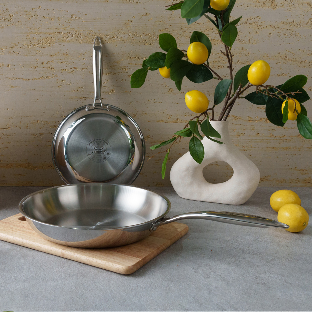 مقلاة أرشيا 30 سم من الفولاذ المقاوم للصدأ ثلاثية الطبقات - الصورة 10