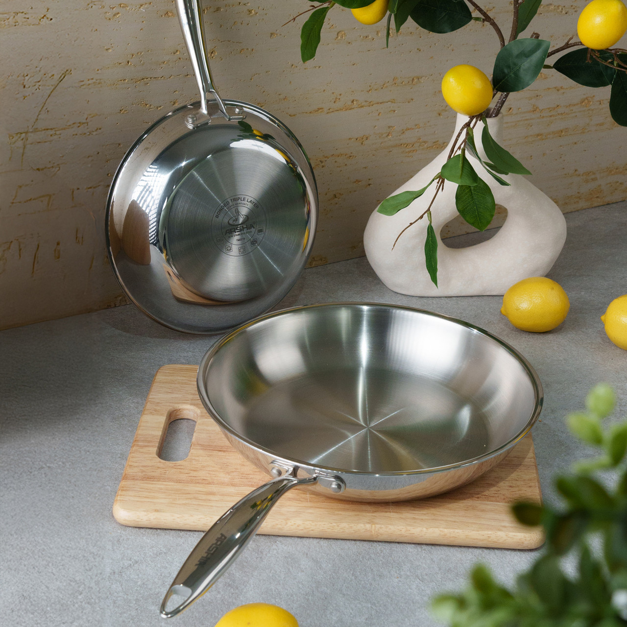 مقلاة أرشيا 30 سم من الفولاذ المقاوم للصدأ ثلاثية الطبقات - الصورة 11