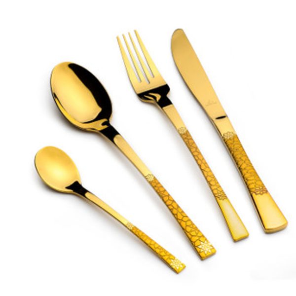طقم أدوات مائدة أرشيا من الفولاذ المقاوم للصدأ، 48 قطعة، ذهبي، TM478GGS