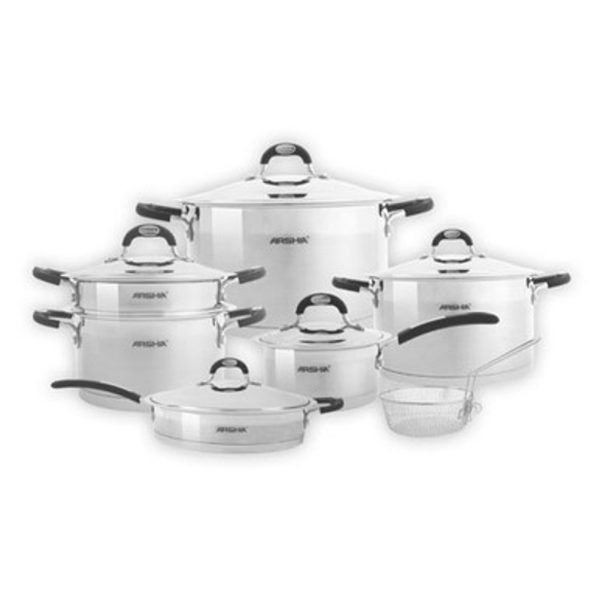 طقم أواني طهي أرشيا من الفولاذ المقاوم للصدأ 14 قطعة