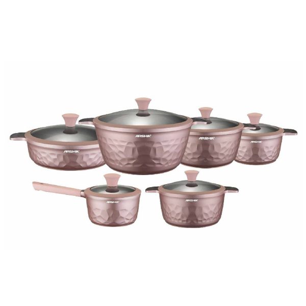 مجموعة أواني الطهي أرشيا بينك دايموند المكونة من 12 قطعة
