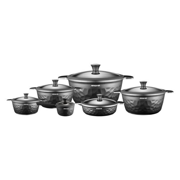 طقم أواني طهي أرشيا جراي دايموند، 12 قطعة