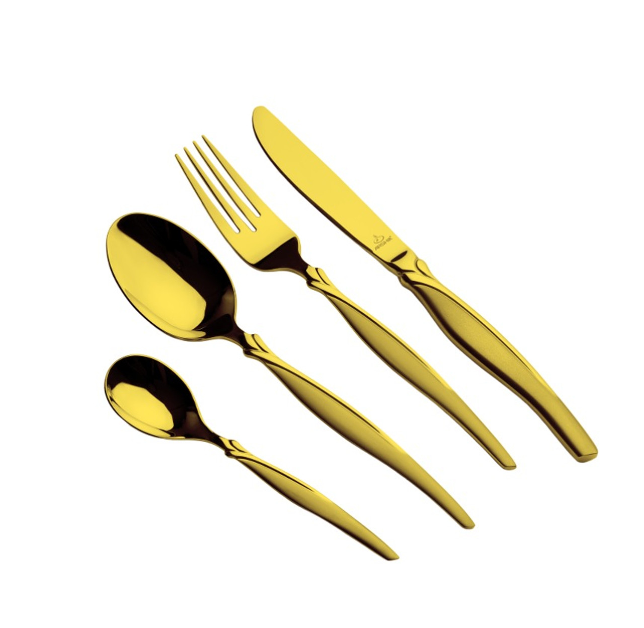 طقم أدوات مائدة من الفولاذ المقاوم للصدأ بعلبة خشبية من أرشيا، 133 قطعة، ذهبي - الصورة 3