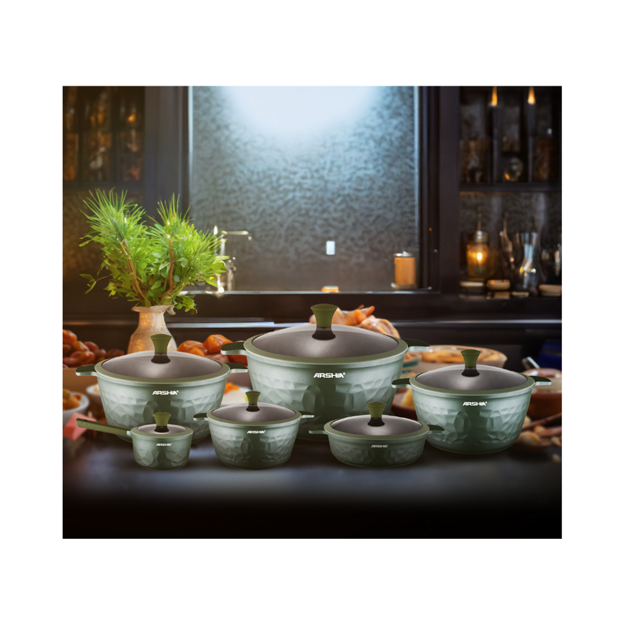 مجموعة أواني الطهي أرشيا جرين دايموند المكونة من 12 قطعة - الصورة 4